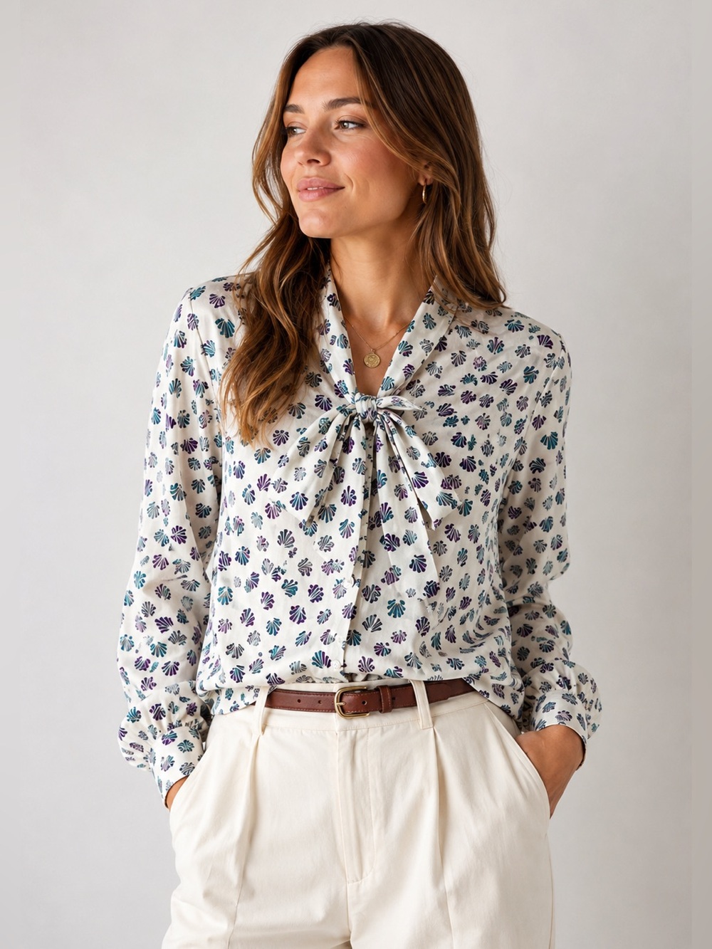 Vintage Cape Cod Match Mates Blouse | Tie Neck Secretary Top · Coastal Prep